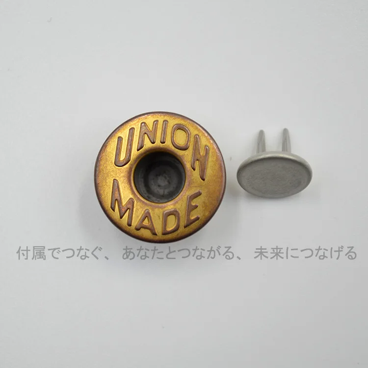 Кнопка UNION Сделано в Японии импортная Двойная игла YKK I-Button ретро старая Золотая и
