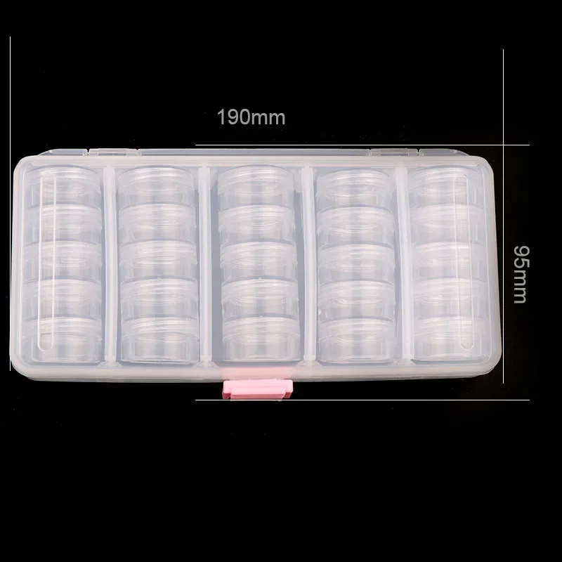 

Transparent Empty case 190*95mm (With 25 Pcs Small Box) Nail Art Tip Glitter Boxes Storage Nail Art Rhinestone Case Removable