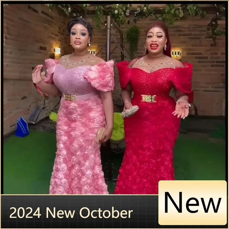 Новые африканские платья для женщин сетчатое 3D вышивка африканское платье со