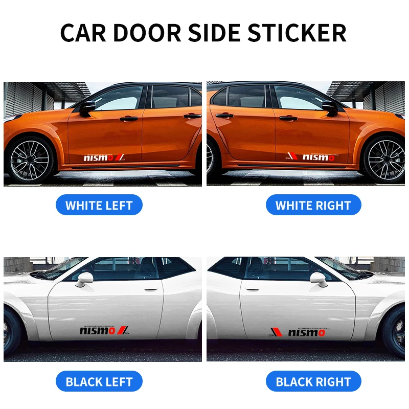 2 шт. наклеек на боковые двери автомобиля стиль эмблемы декали для Nissan Nismo Tiida Teana Horizon Juke X-trail Almera Qashqai товары на.