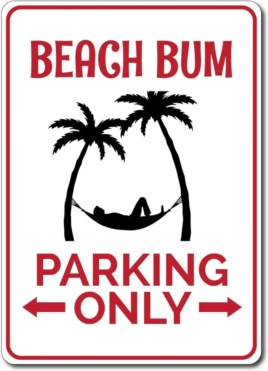 Bech Bum Gft Sgn Plm Trees Hmmock Prkng Decor - Qulty Metl Decoon 8x12 nch