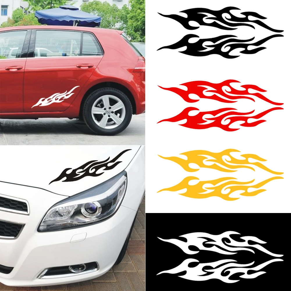 

Car Sticker 2pcs Universal Styling Engine Hood Motorcycle Decal Decor Mural Vinyl Auto Flame Fire Sticker Car-styling,19cm*4cm