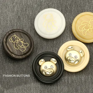 6PCS Round Resin Sweater Bear Button for Clothing Luxury Tops Women Coat Needlework Children Kids Cardigan Sewing Accessories