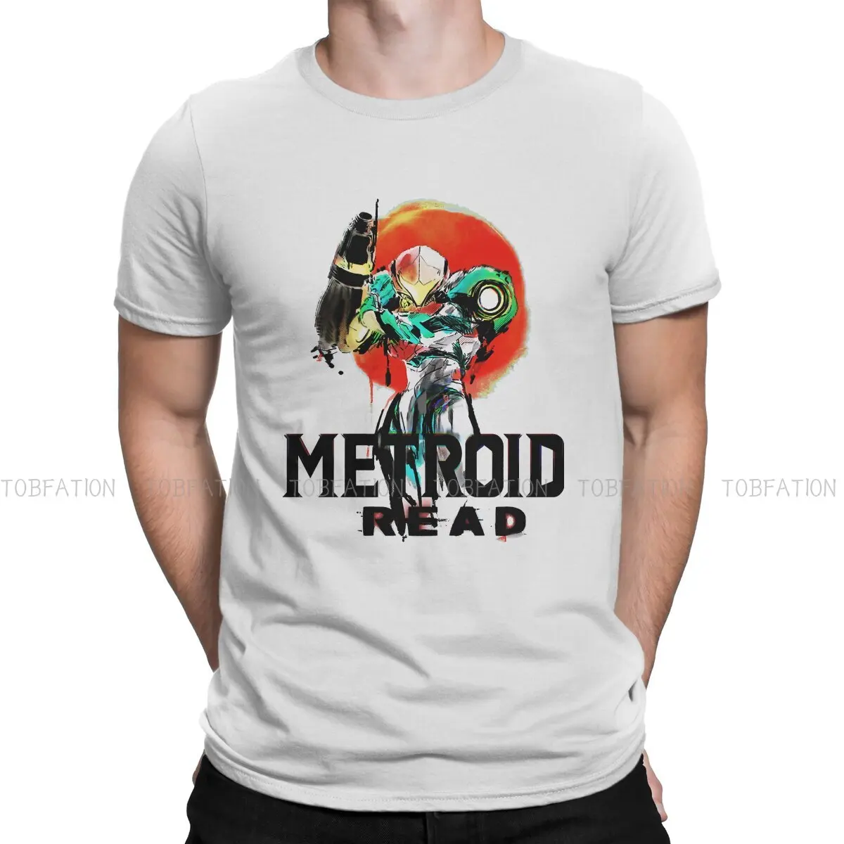 

Футболка Metroid Prime из чистого хлопка, Классическая футболка с рисунком метроида страшного саммуса, свободная Мужская одежда, Большая распрод...