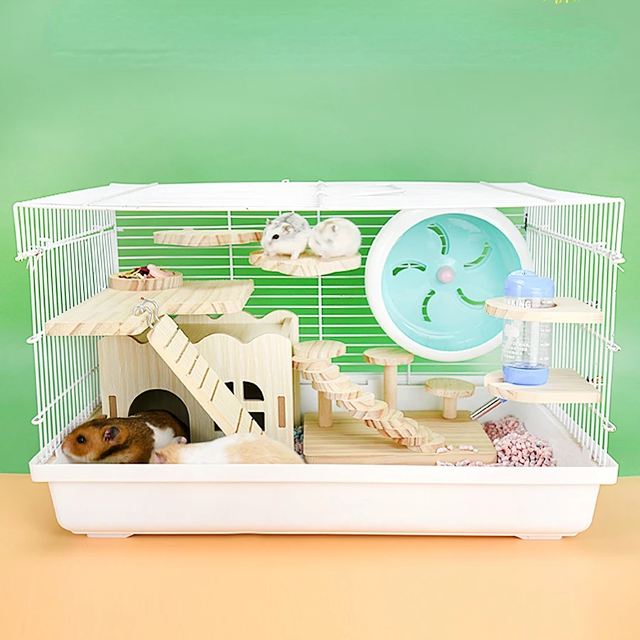 

Hamster Cage Small Animal Hedgehogs Rabbit Guinea Pig Large Villa Swing Stairs Package Supplies Toy Set Golden Hamster