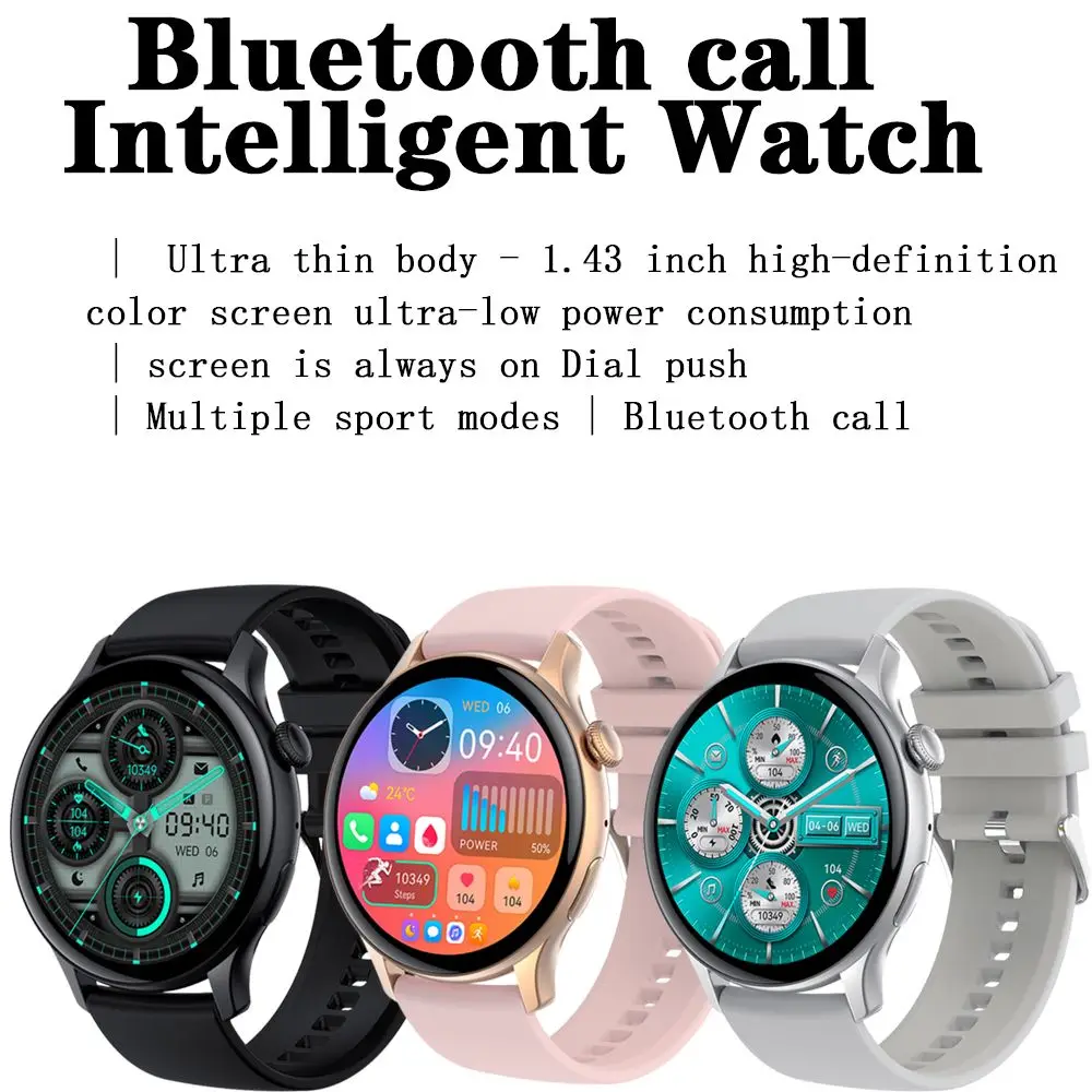 AMOLED Смарт-часы для женщин 1 43-дюймовый дисплей Bluetooth Вызов Спортивный режим Всегда