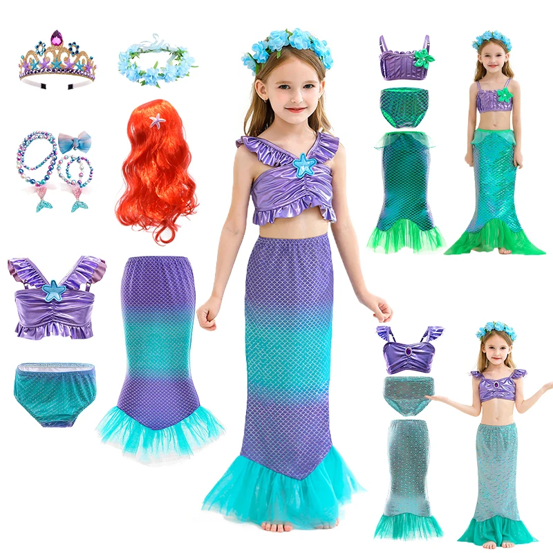 Летний купальный костюм принцессы Русалочки из 3 предметов Костюм для девочек