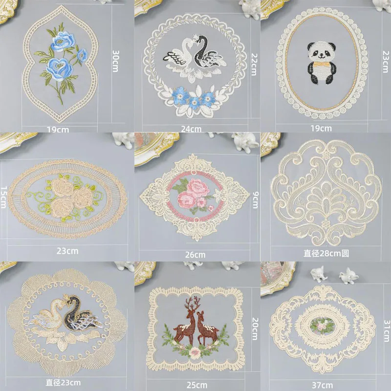 

NEW Lace mesh animal Embroidery table place mat Christmas pad Cloth placemat cup wedding coaster Napkin doily kitchen Accessory