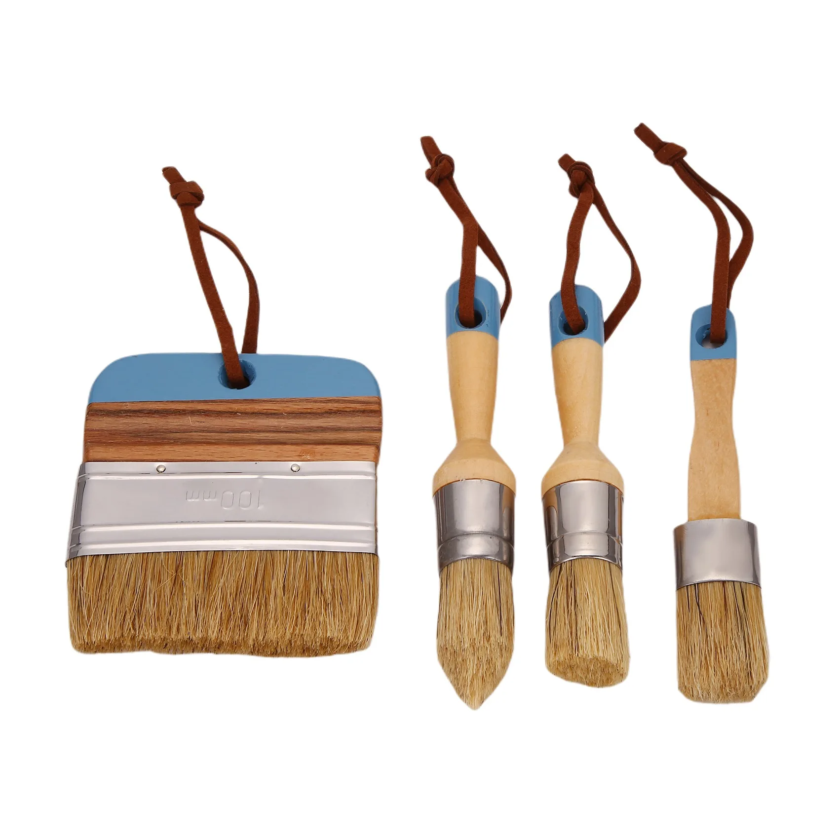 

4 Pcs Painting Brushes Set for Furniture Natural Bristles Stencil Brushes Wooden Handle DIY Painting and Waxing Brushes