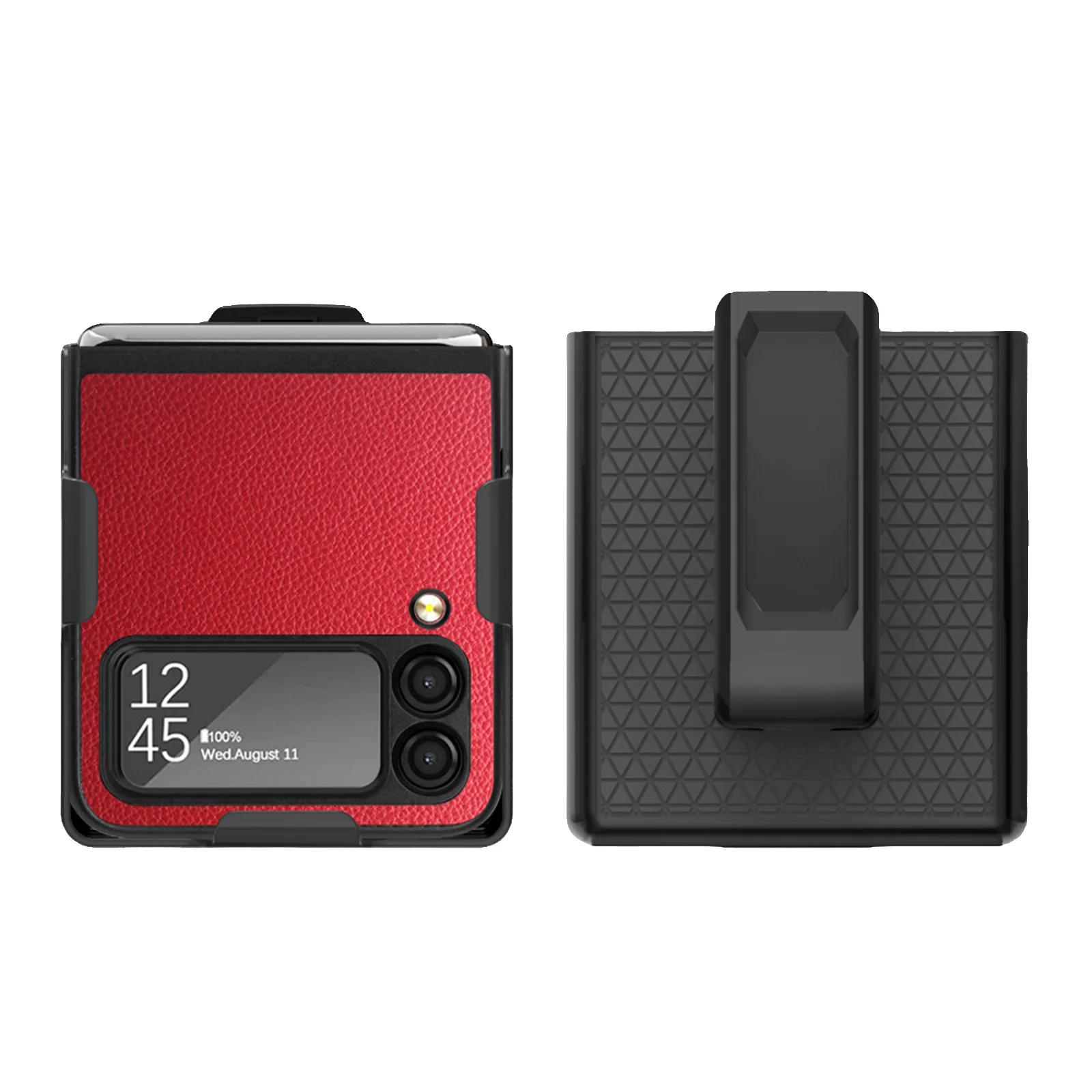 Leather Folding Case for Samsung Galaxy Z Flip 3 4 5G with Holder Waist Bag Clip Slim PU Phone Case Phone Protection Covers 2022