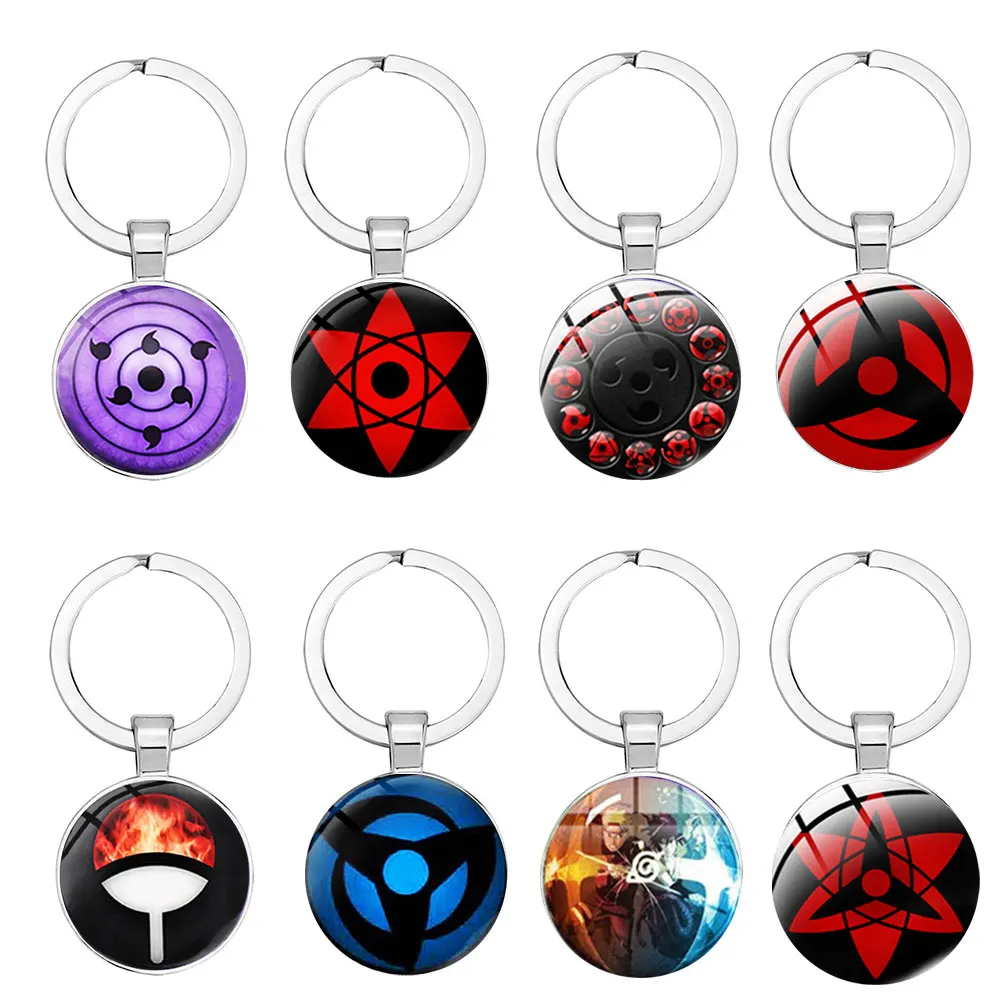 

Мультяшный японский аниме Шаринган, стеклянный металлический держатель, брелок, кольцо, брелок, аксессуары для сумок, ювелирные изделия для...