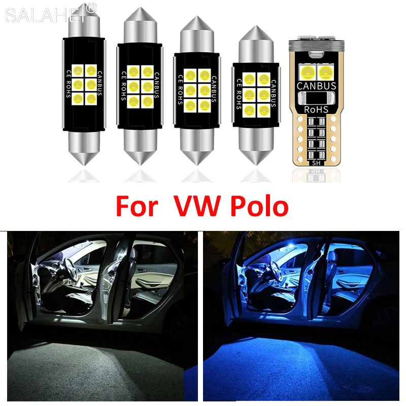 12pcs LED Car Bulb Interior Lights Package Kit For Volkswagen VW Polo 6R 6C Mk5 2009-2018 Map Dome Trunk Plate Lamp Accessories