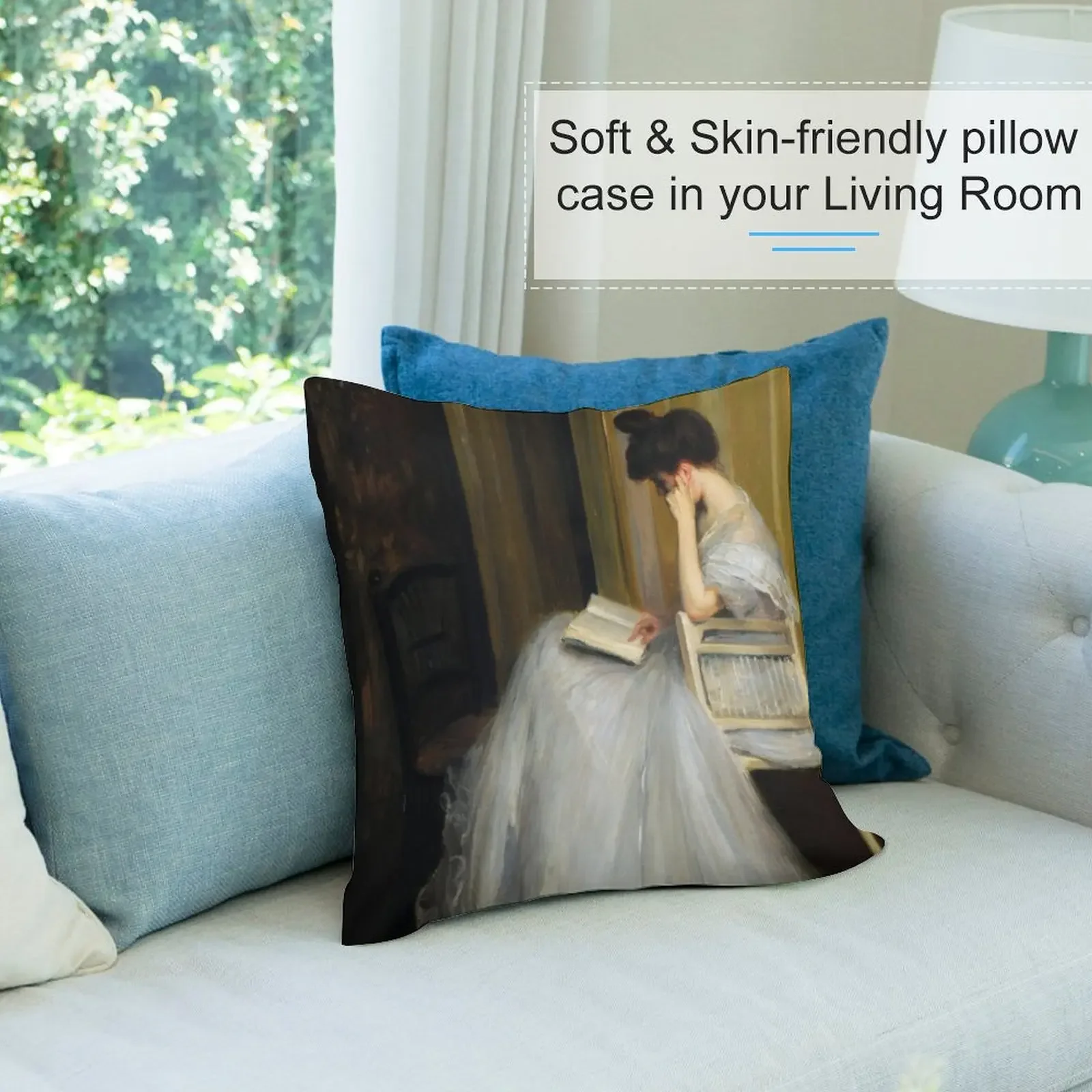 Декоративная подушка Mujer leyendo Jacques Émile Blanche