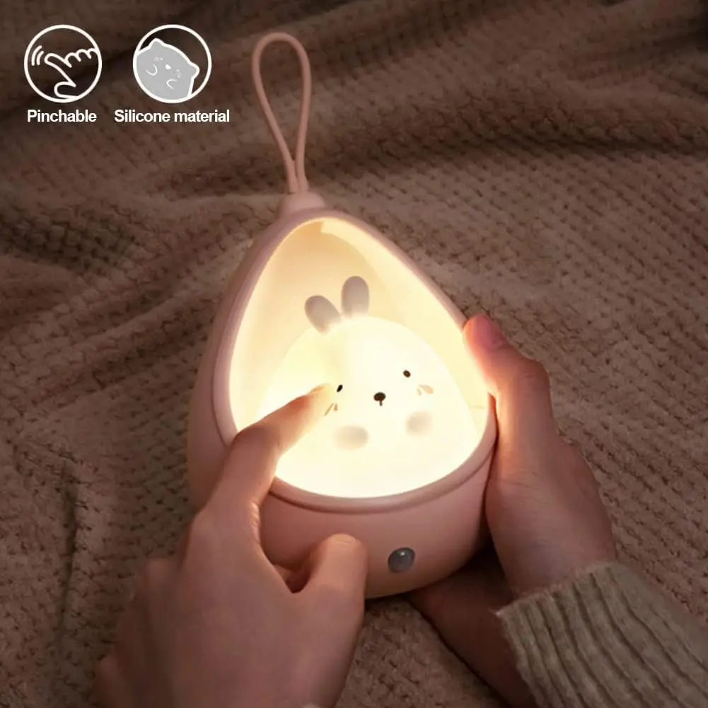 

Smart Night Light Motion Sensor USB Chargeable Cute Animal LED Desk Lamp Gifts Silicone Wall Lights for Kids Bedroom Rabbit New