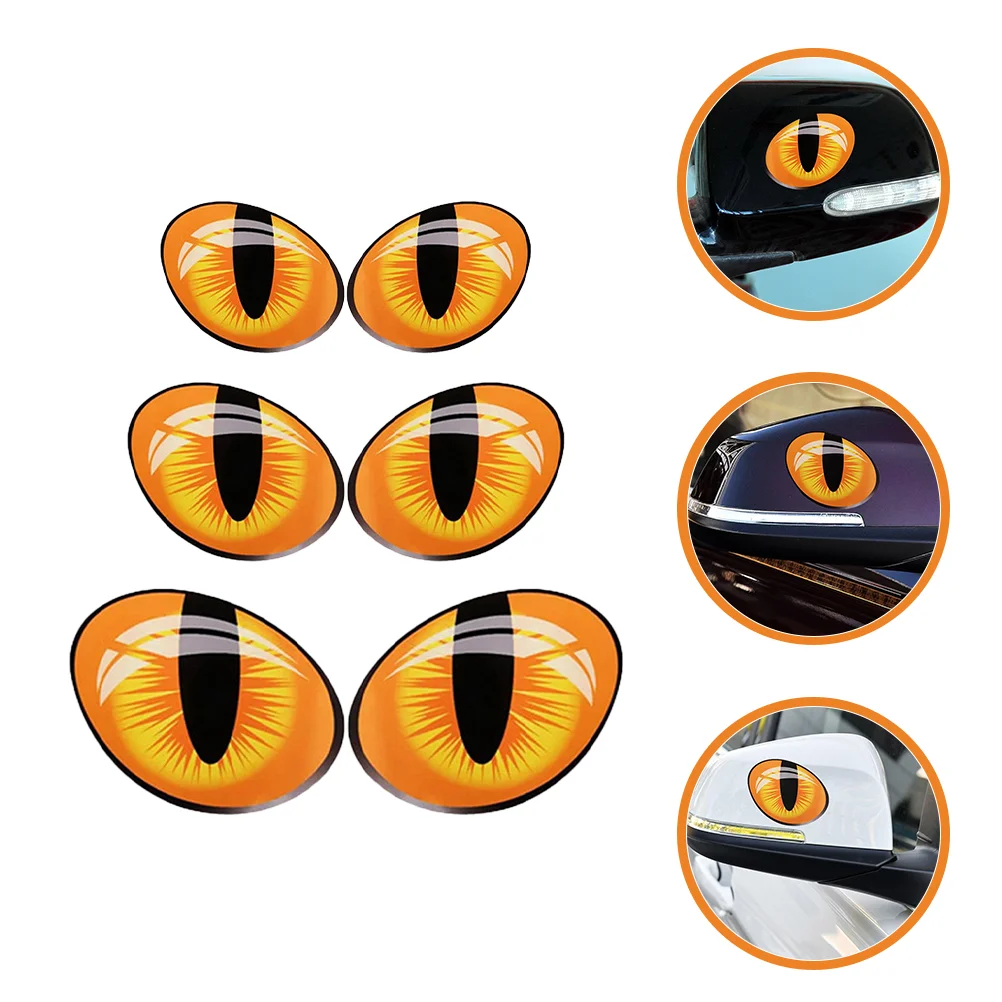 

3 Pairs Cat Eye Car Sticker Stickers Decals Rear View Mirror Vehicle Body Truck