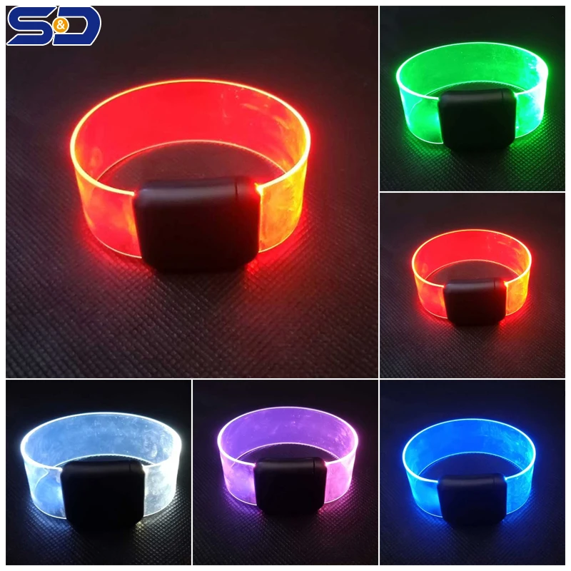 

LED Battery Flashing Bracelet Adult Children Magnetic Wristband Parent-child Night Running Luminous Bracelets Kids Party Toys