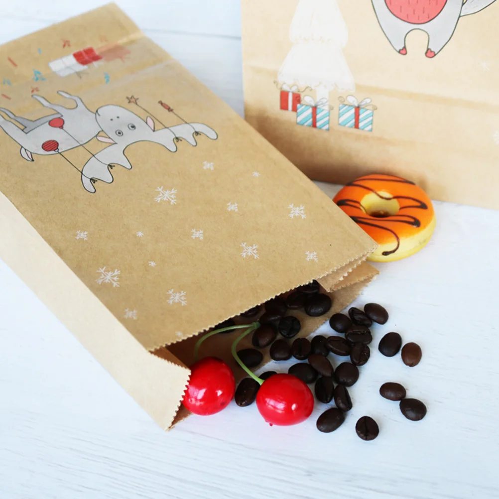 

Christmas Kraft Bags 24Pcs Xmas Themed Candy Storage Gift Wrapping Pouches with Hanging Tags Stickers ( Assorted Color )
