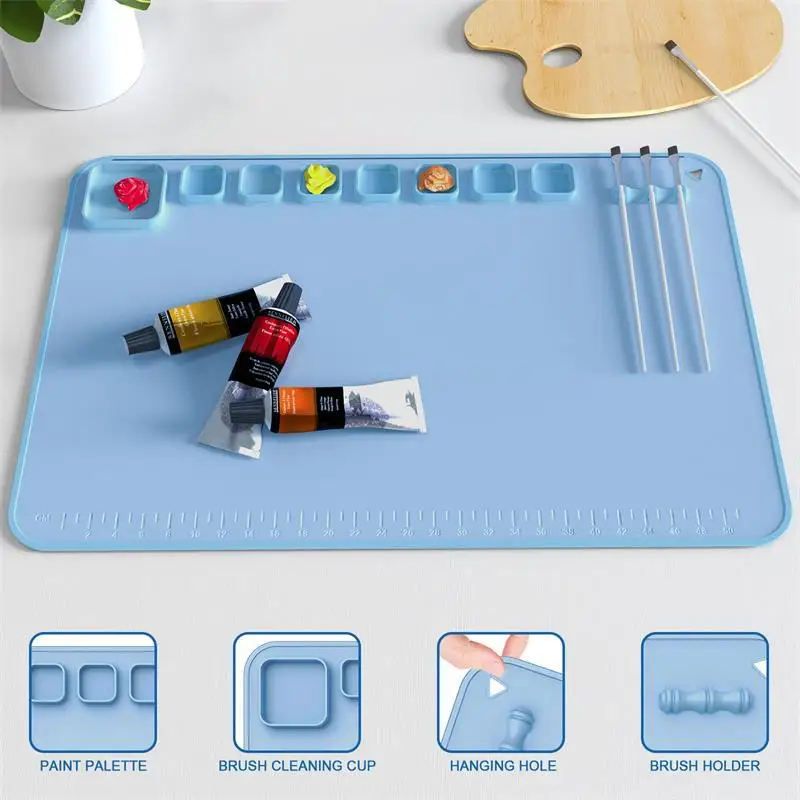 Multifunctional Silicone Painting Mat Pigment Palette for Painting Oil Painting DIY Craft Silicone Sheet with Palette Cup Tool