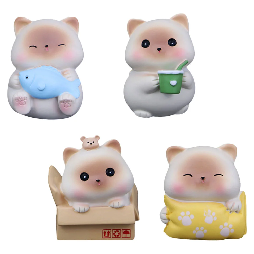 

Cat Resin Figurines Ornament Decor Decors Statue Chic Home Adorn Mini Household Craft Kidssmall Tiny