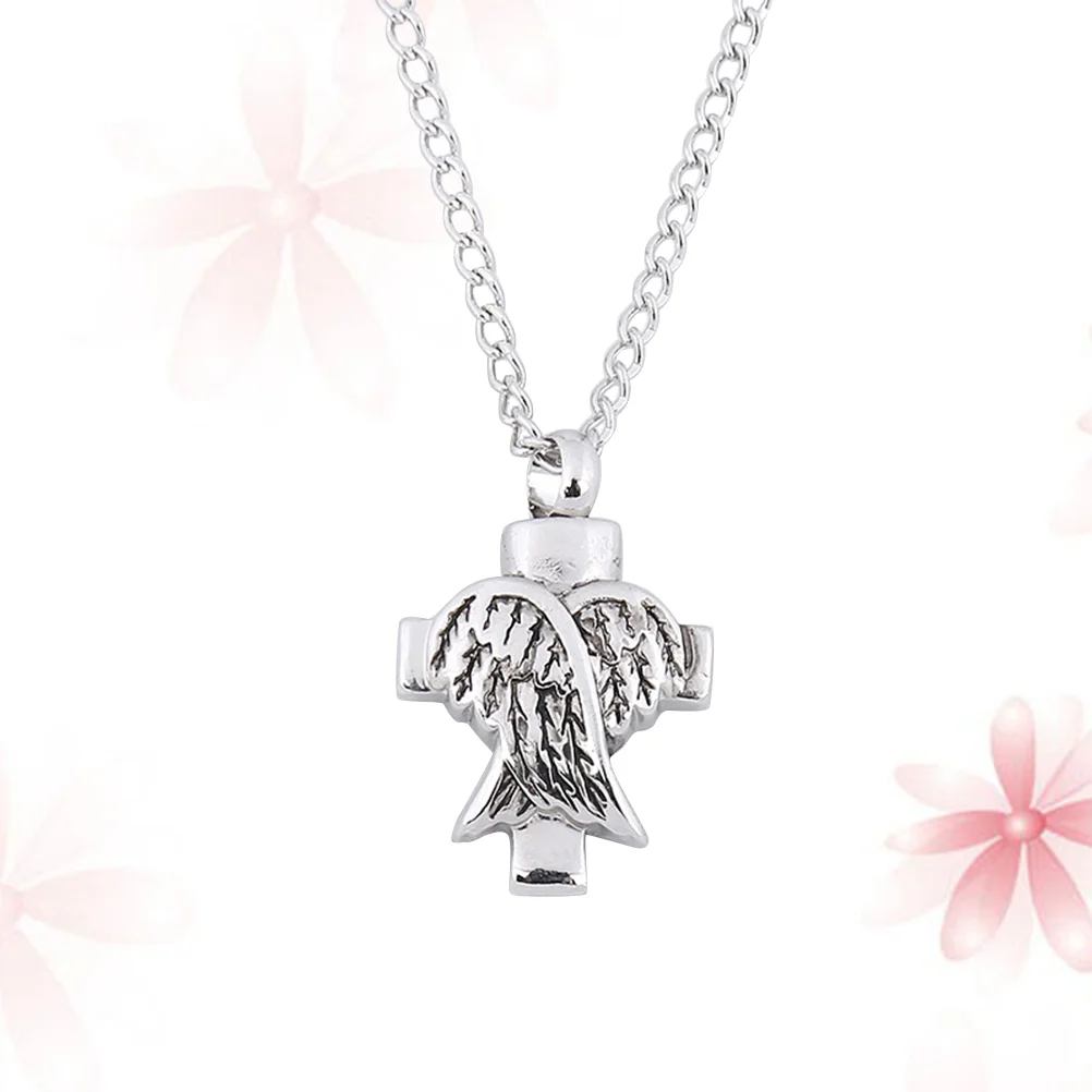 

1 Pc Necklace Cross Alloy Memorial Keepsake Cremation Urn Pendant for