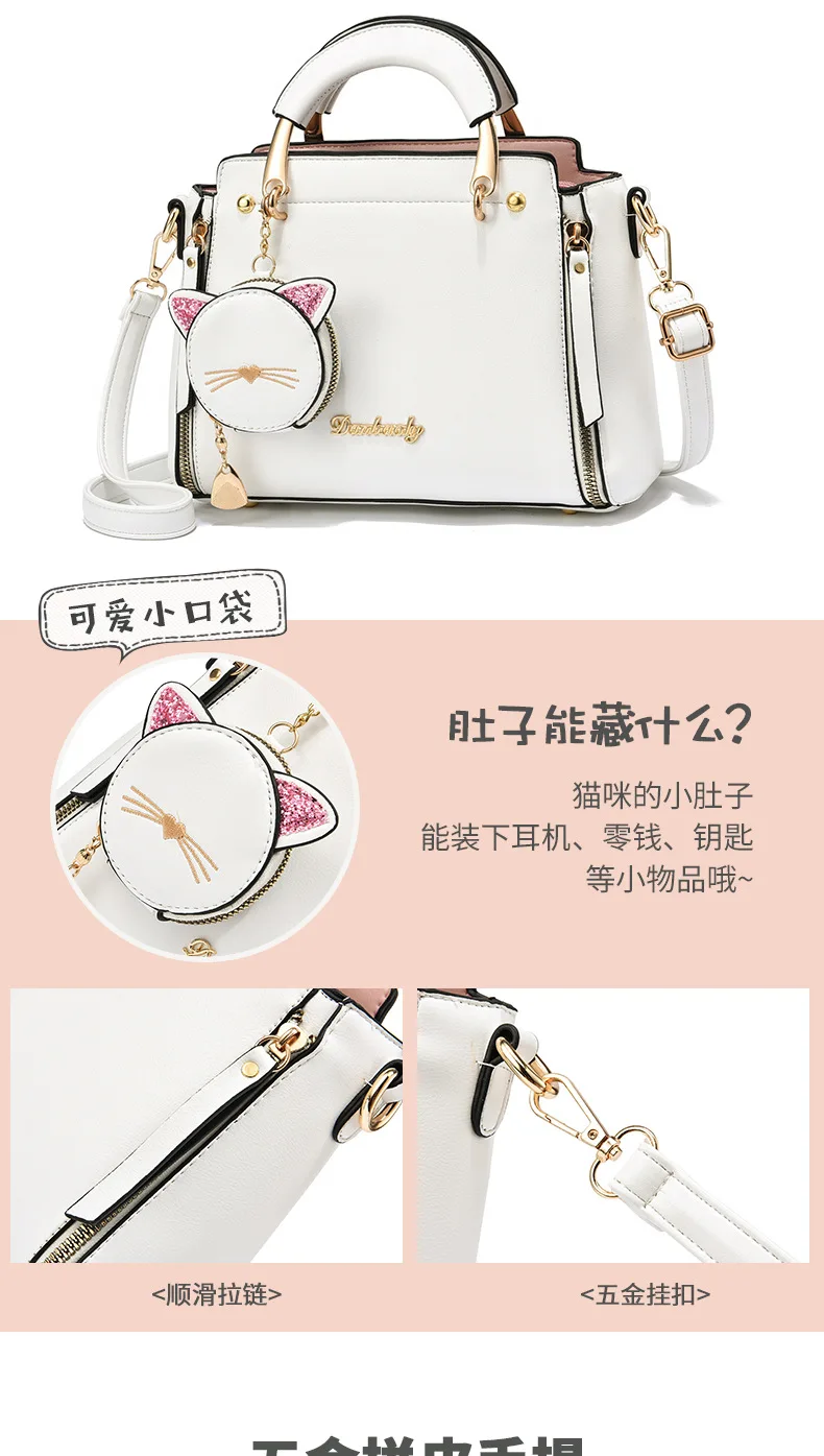 Women Bags Fashion Vintage Designer Messenger PU Leather Handbag High Quality Casual Shoulder Top-Handle Korean Style Black