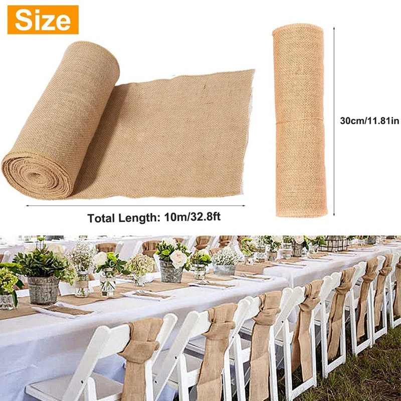 Скатерть 10 м х 30 см джутовая скатерть льняная ткань настольная дорожка в рулоне