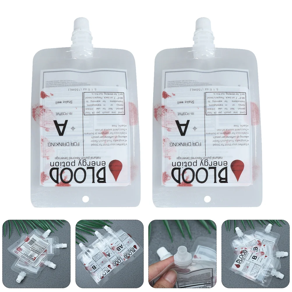 

14pcs Blood Pouches Party Drink Container Drink Bags Halloween Drink Bags Blood Beverage Bag Prop Pouches (Random Blood Type)