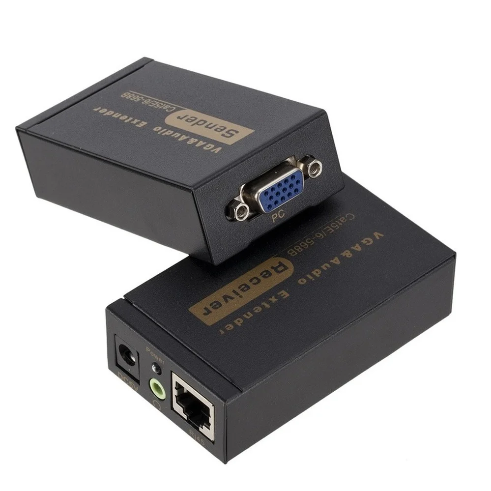 PzzPss 100 м HD 1080P UTP VGA удлинитель RJ45 1x1 сплиттер с аудио 3 5 мм RJ45/Cat5e/6 Ethernet-кабель для