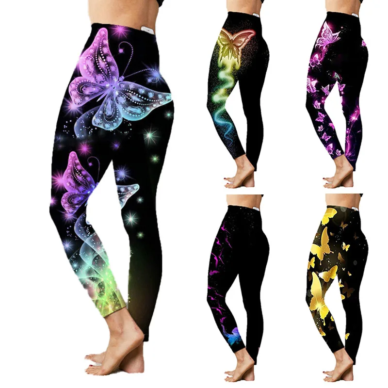Women's Sexy Leggings Printed Yoga Pants Stretch Pants Cropped Pants Hip Lift Slim Fit Breathable Leggings for Pregnant Women