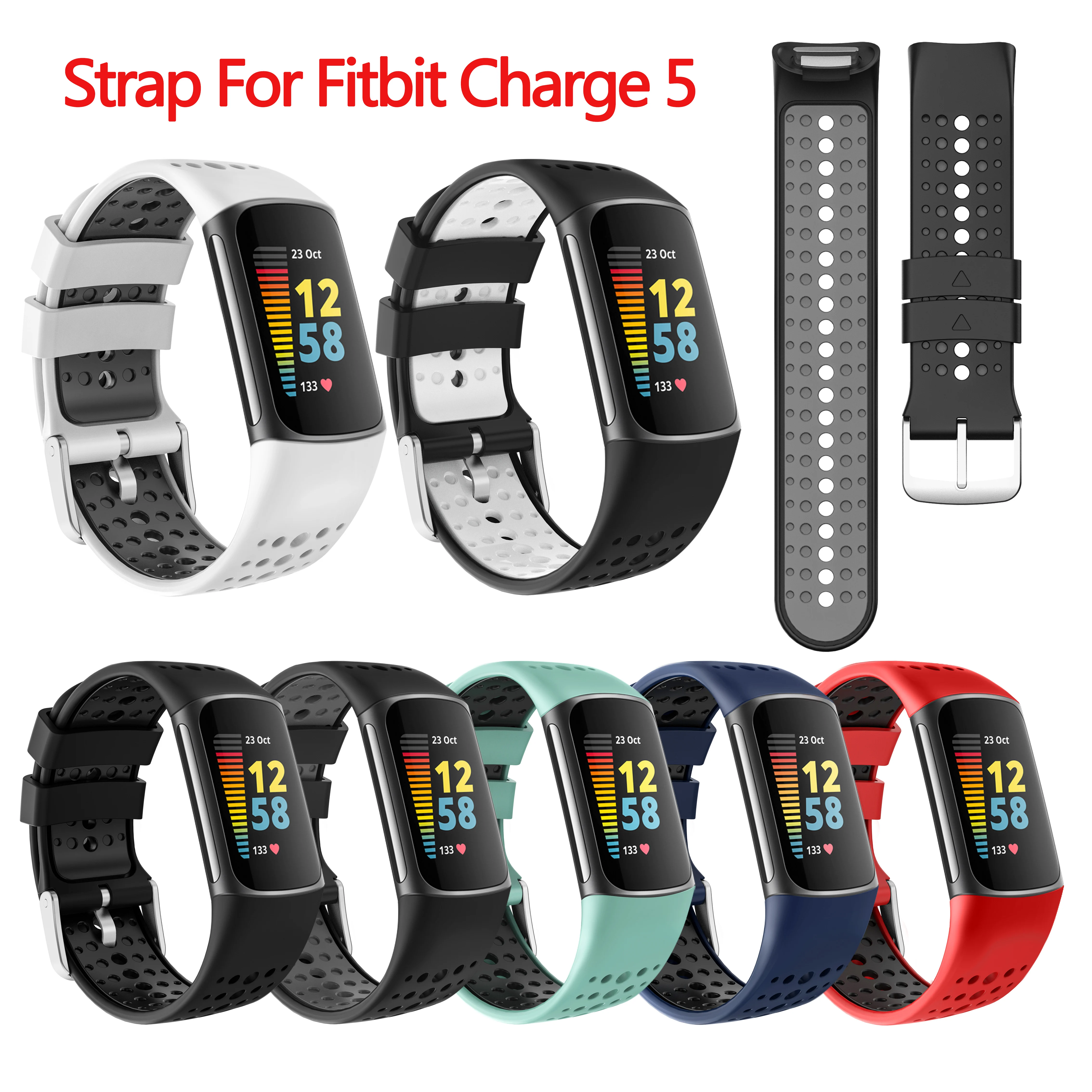 

Strap For Fitbit Charge 5 Smart Watch Band Sports Breathable Strap Silicone Wristband For Fit Bit Charge 5 Bracelet Accessories
