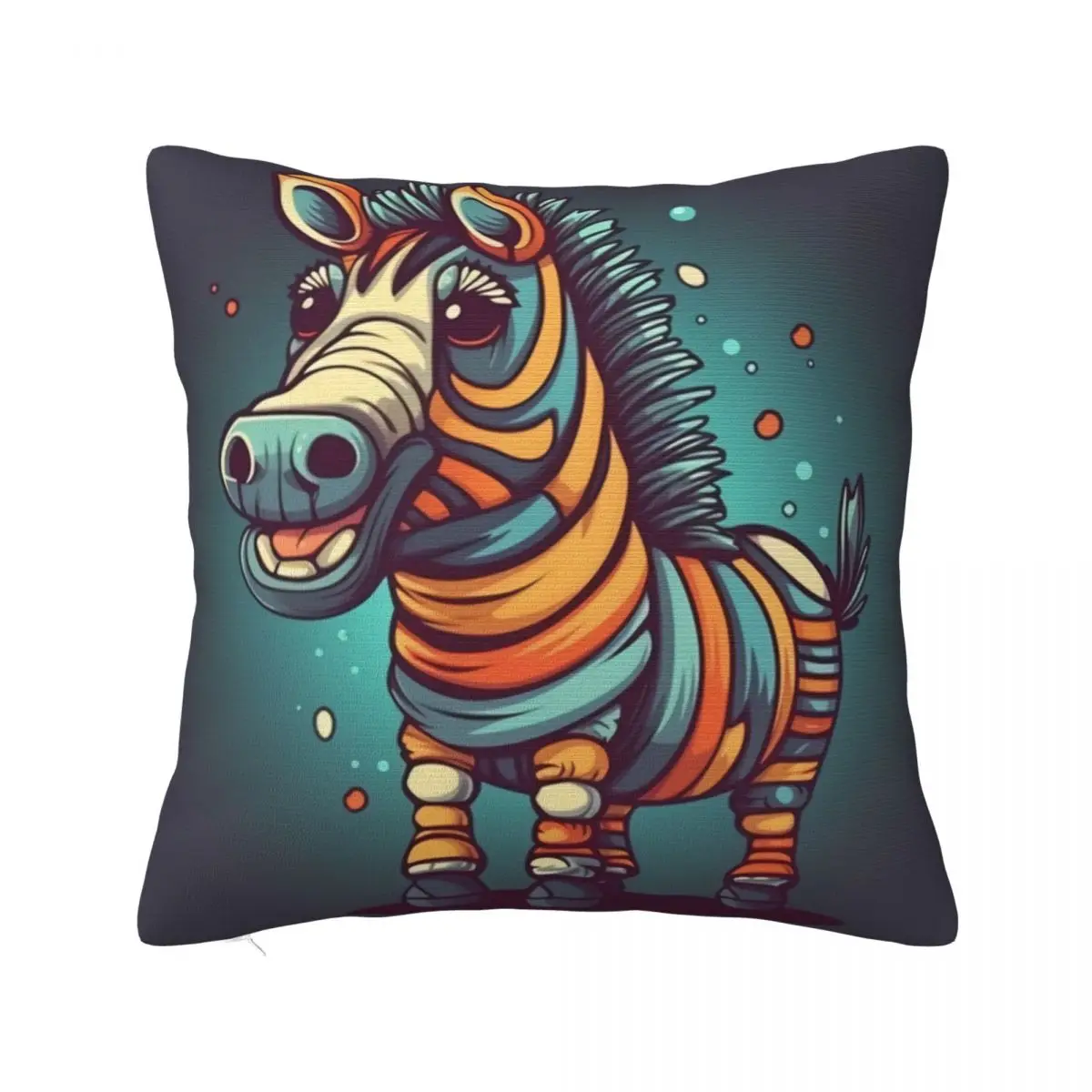 

Zebra Pillow Case Cartoon Nature Style Cute Polyester Pillowcase Hugging Zipper Spring Cover