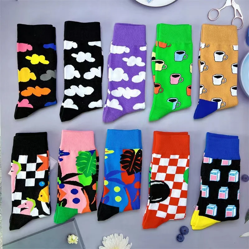 Веселые Смешные Женские носки до середины голени 48 стилей всесезонные из чистого