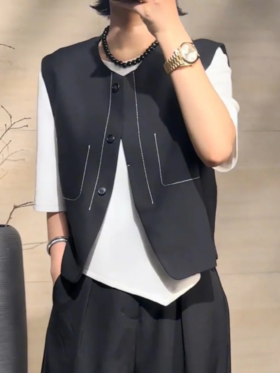 Модный простой однотонный жилет для женщин 2024 новый легкий роскошный