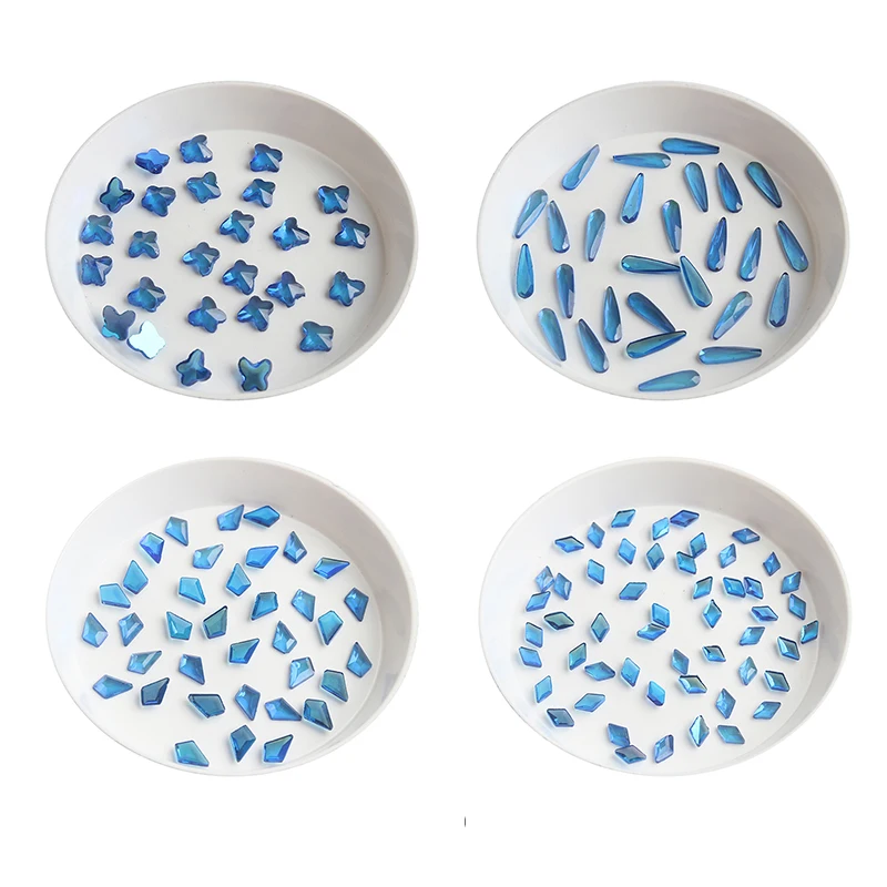 New 30/100PCS Klein Blue Resin Mix Flat Back Nail Art Rhinestones Apply To Manicure Decoration Accessories Stone