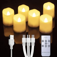 6pcs usb rechargeable flameless led tealight tea candles lights with remote timer for party wedding christmas decorations