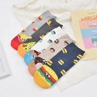 5 pairs new style harajuku cute cartoon socks food french fries hamburger tide socks cotton mid tube women socks
