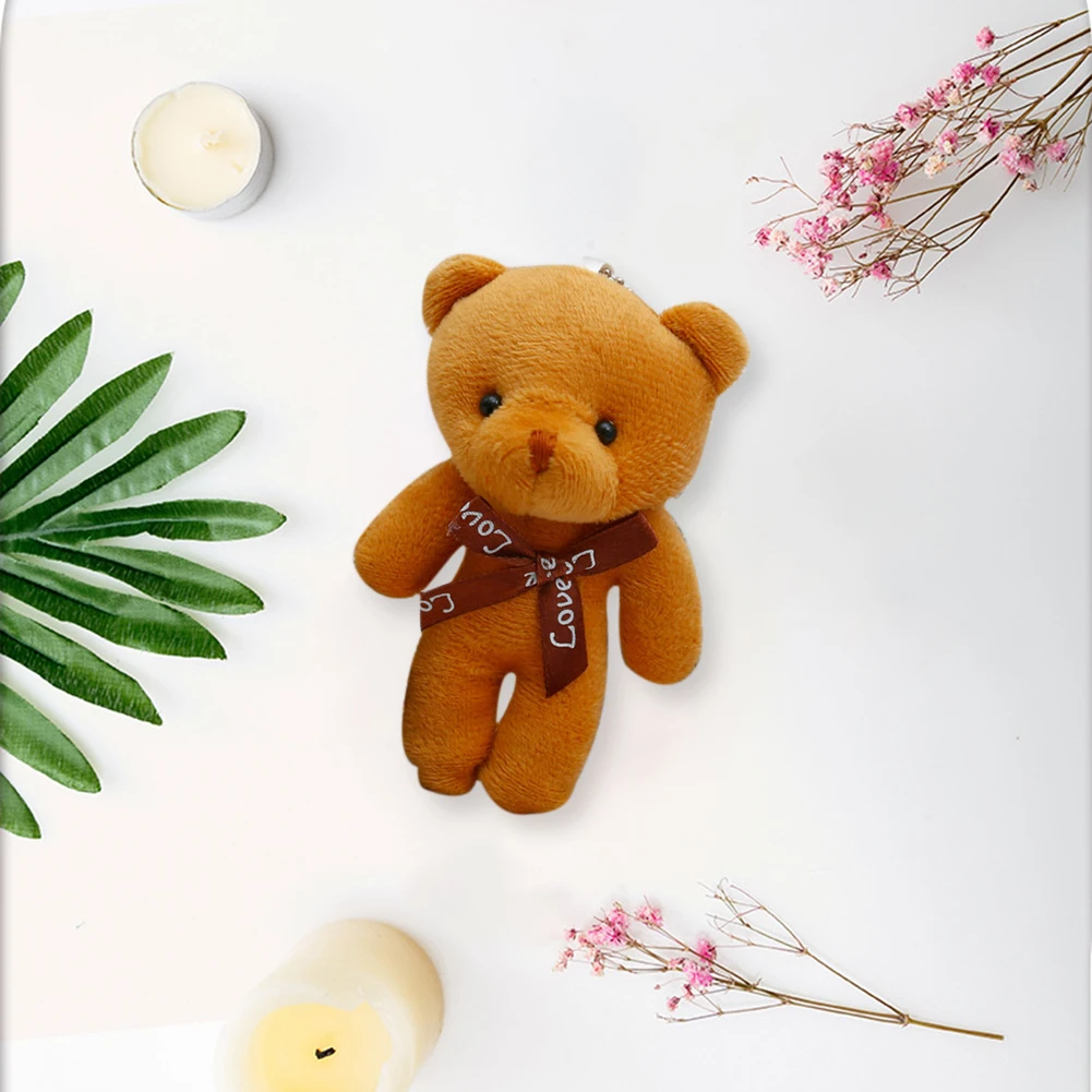 

Mini Plush Bear Toys Cotton Soft Stuffed Conjoined Bear Toy Home Living Room Bedroom Decoration for Kids Girls Gifts
