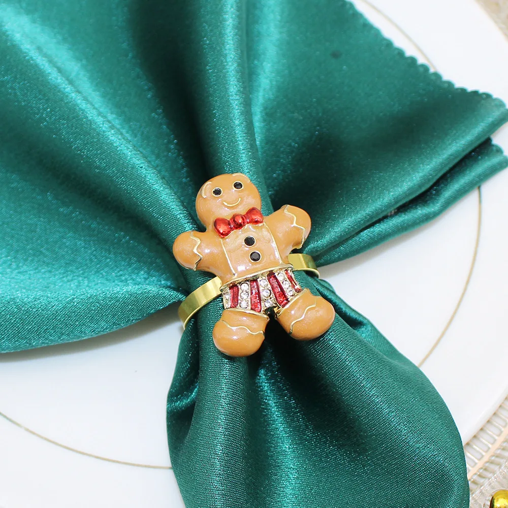 6 шт. кольца для рождественских салфеток с пряничным человечком держатель со