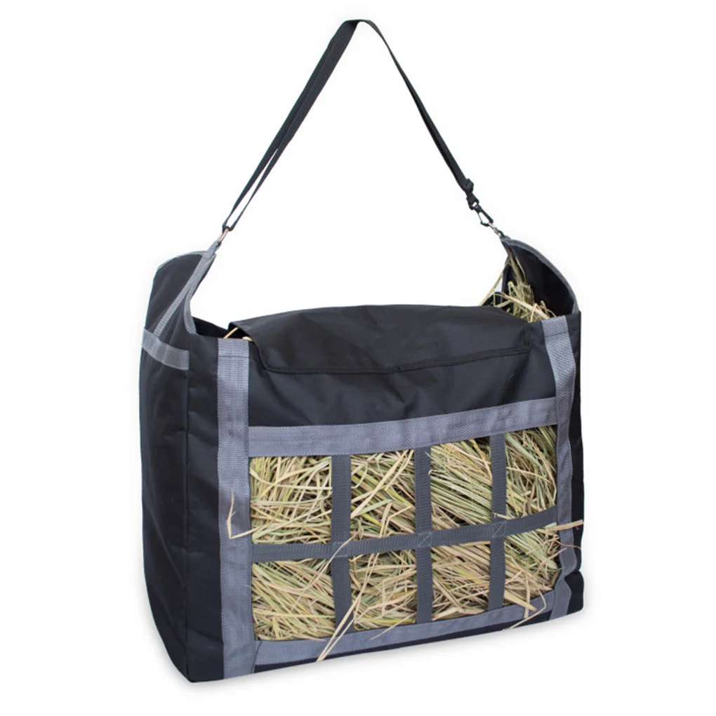 

Hay Bag with Adjustable Strap Animal Pet Feeding Storage Tote Feeder Large Capacity Hanging Container Washable Weeds Pouch