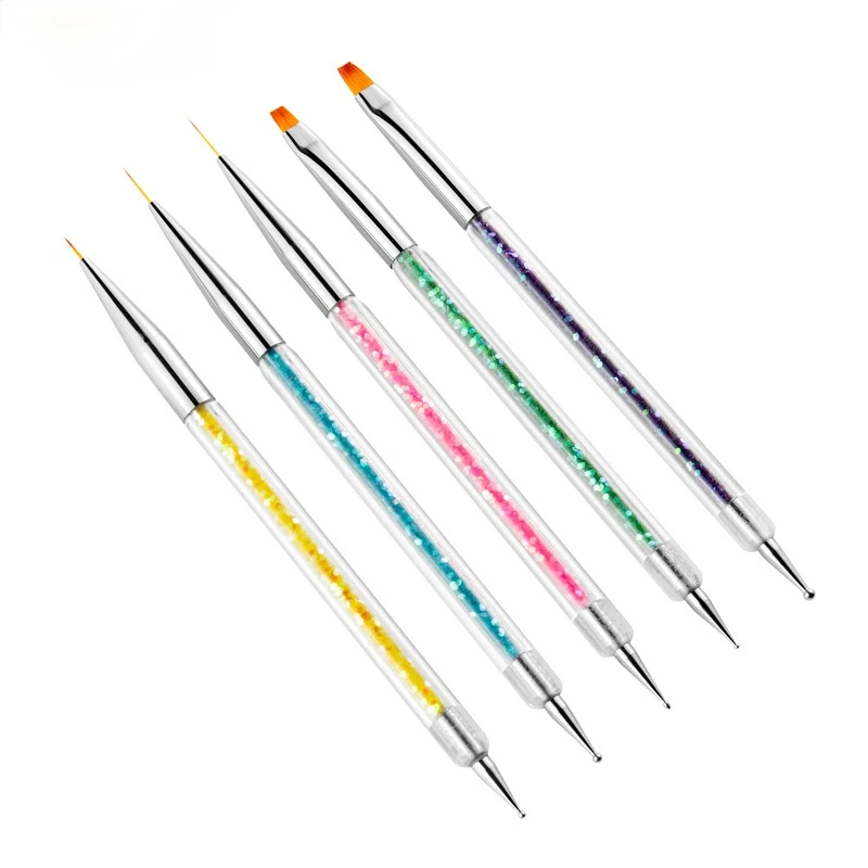 

5 Double-header Drill Puller Sequin Rod Set Painted Brush Line Drawing Flower Manicure Tool
