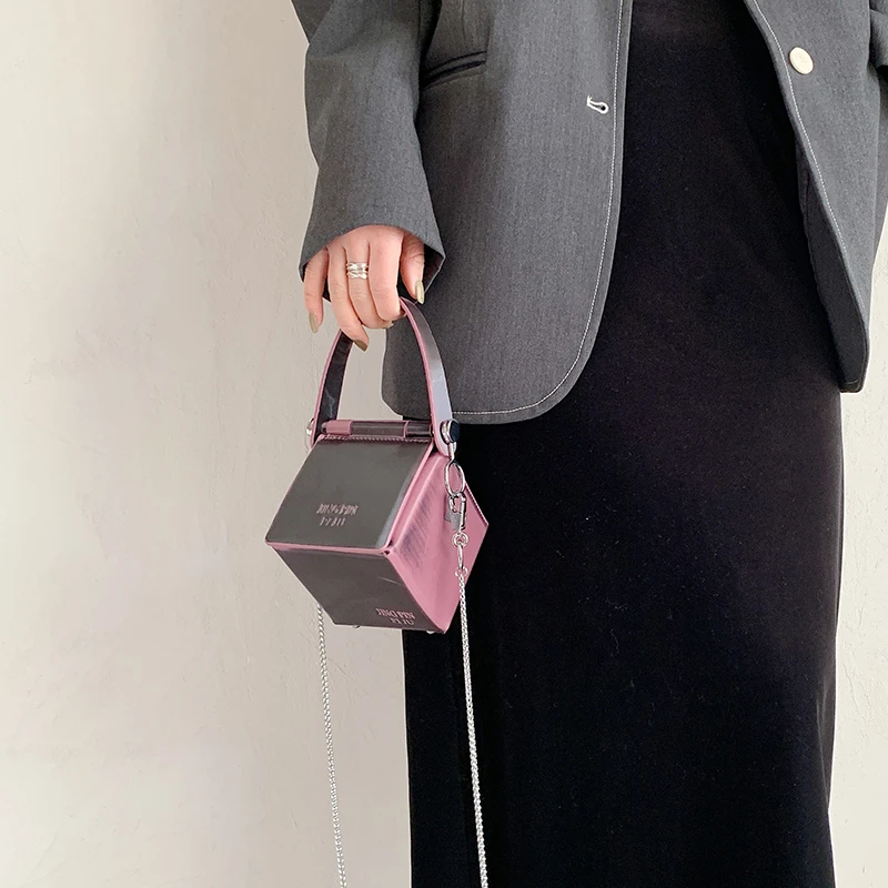 Personalized chain laser handbags for women 2021 new Fashion leather luxury bag woman Square box  panelled party Shoulder bag
