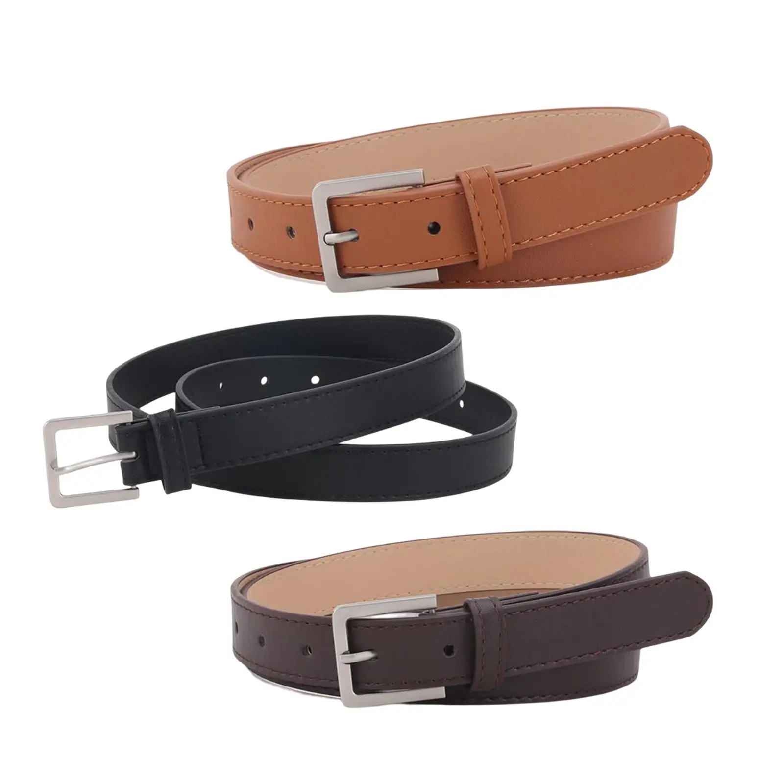 

Girls Waistband Adjustable Belts Square Buckle Pin Buckle PU Leather Belt Skinny Dress Belts for Skirt Jeans Sweater Dress