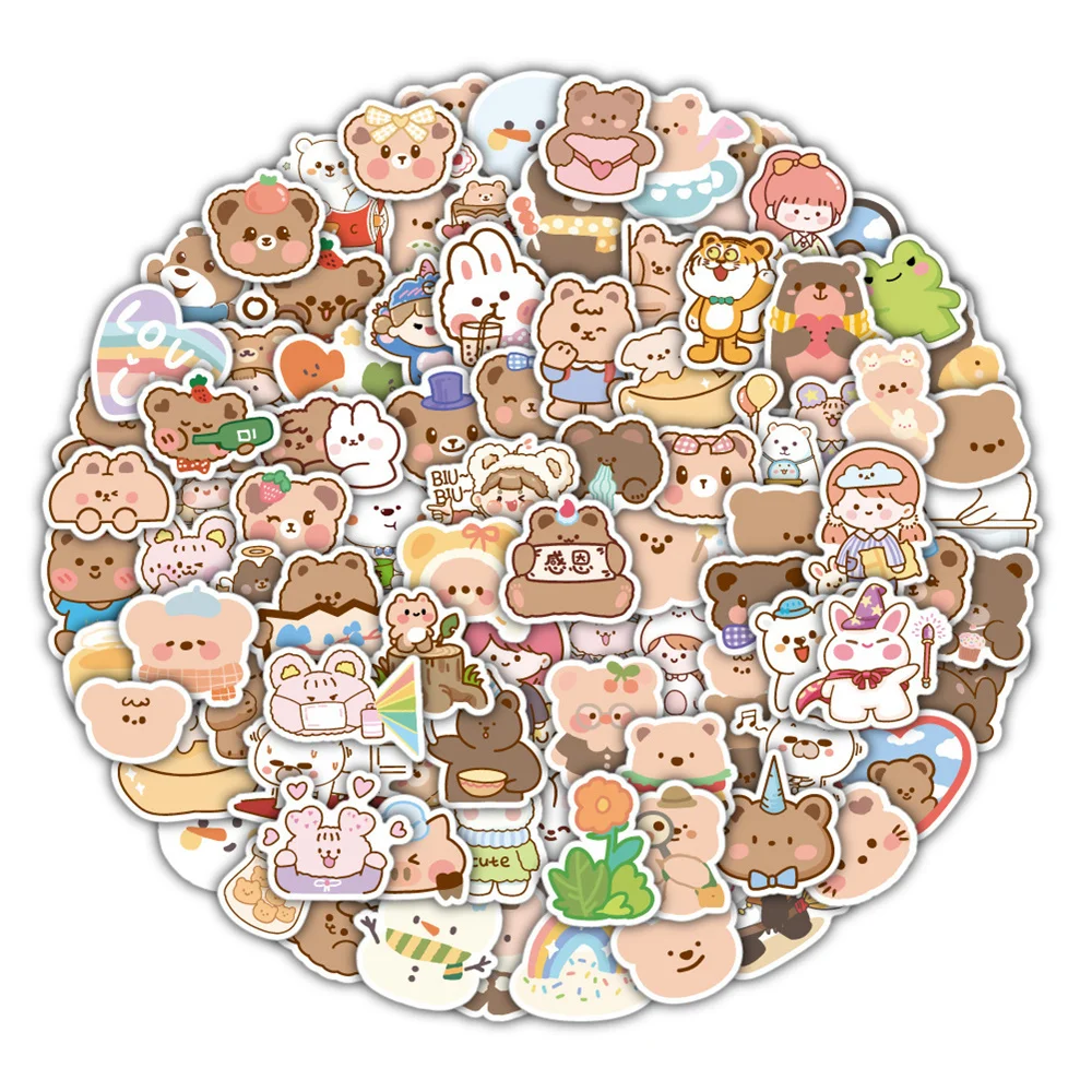 

10/30/50PCS New Cartoon Cute Gray Bear Personality Creative Sticker GuitarComputer Phone Skateboard Waterproof Sticker Wholesale