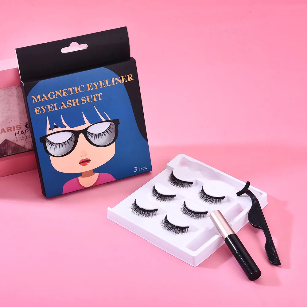 

3 пары детских хлопковых утепленных колготок на 3D подводка для глаз и невидимый магниты магнитный ресниц Набор с пинцетом натуральные длинн...