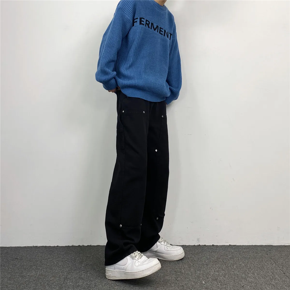 Pants Men's Jeans Hip Hop Loose Jeans Rivet Workwear Straight Loose Pants Women's Loose Jeans y2k Men's Jeans Casual Men Casual