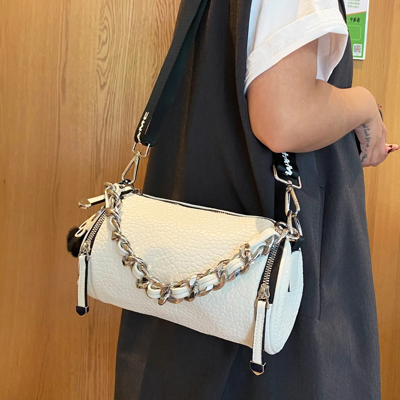 

Soft Real Leather Handbags for Women Designer Luxury Shoulder Bag Small Hobos Soild White Chain Ladies Sling Bag Brand Bolso
