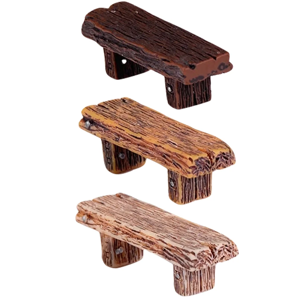 

3Pcs Realistic Photo Prop Miniature Fake Bench Bench Decor Miniature Bench for Model Garden Decor Home