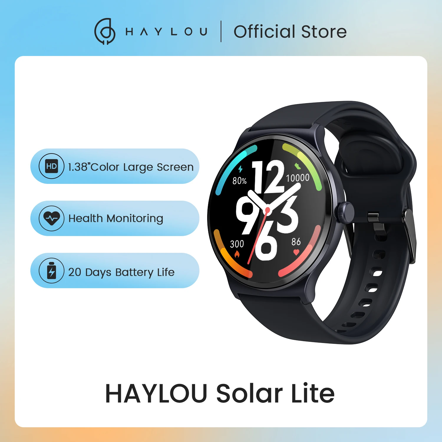 Смарт-часы Haylou Solar Lite дисплей 1 38 дюйма Bluetooth 5 3 100 С Пульсометром - купить по