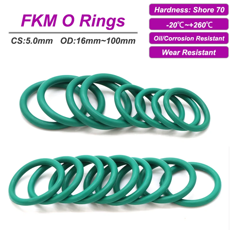 

Фторкаучуковые уплотнительные кольца FKM 10 шт.