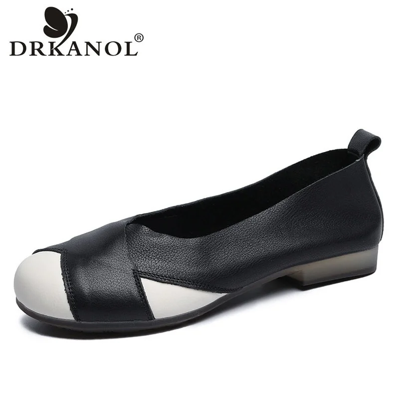 

DRKAN 2023 Fashion Mixed Cors Women Genuine Leather Shoes Spring Summer Cross Slip On Flat Leisure Loafers Women Moccasins